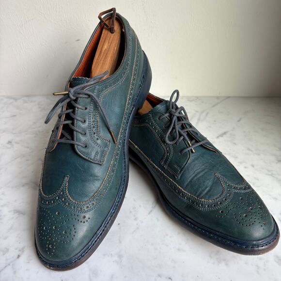 Florsheim by Duckie Brown Teal Leather Brogue Oxfords Men’s 10.5D Heritage Prep - Picture 1 of 16